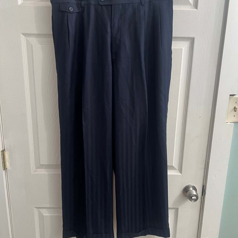 Falcone Pants for Men - Navy Blue Striped Size 38R